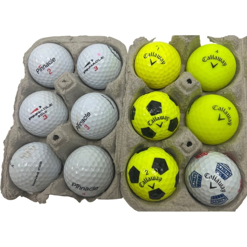 Mixed Lot Of Callaway & Pinnacle Golf Balls/Yellow & White/Total 12 Balls 96e